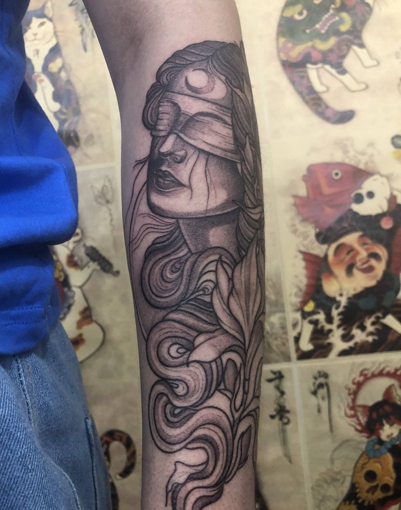 欧美人物纹身图片_手臂New School人物纹身图案