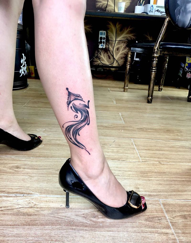 狐狸纹身图片_腿部图腾纹身图案