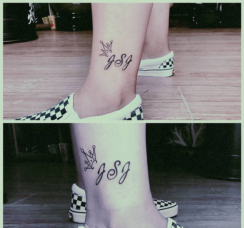 字母纹身图片_腿部花体字纹身图案