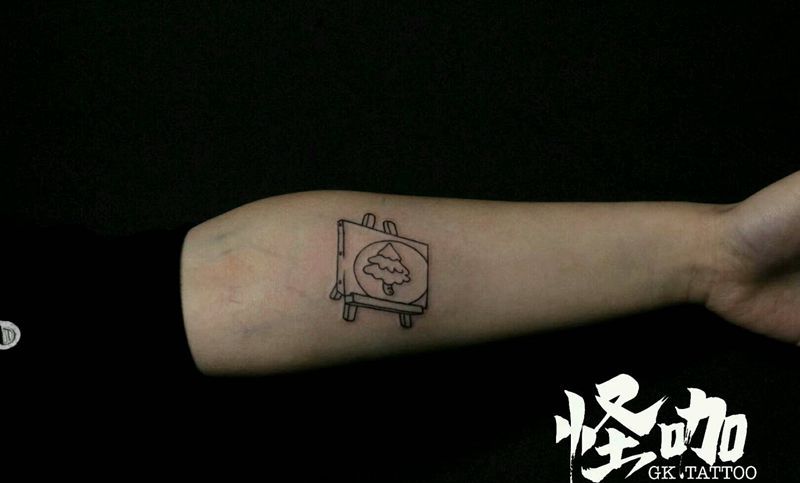 画架纹身图片_手臂清新静物原创成品纹身图案