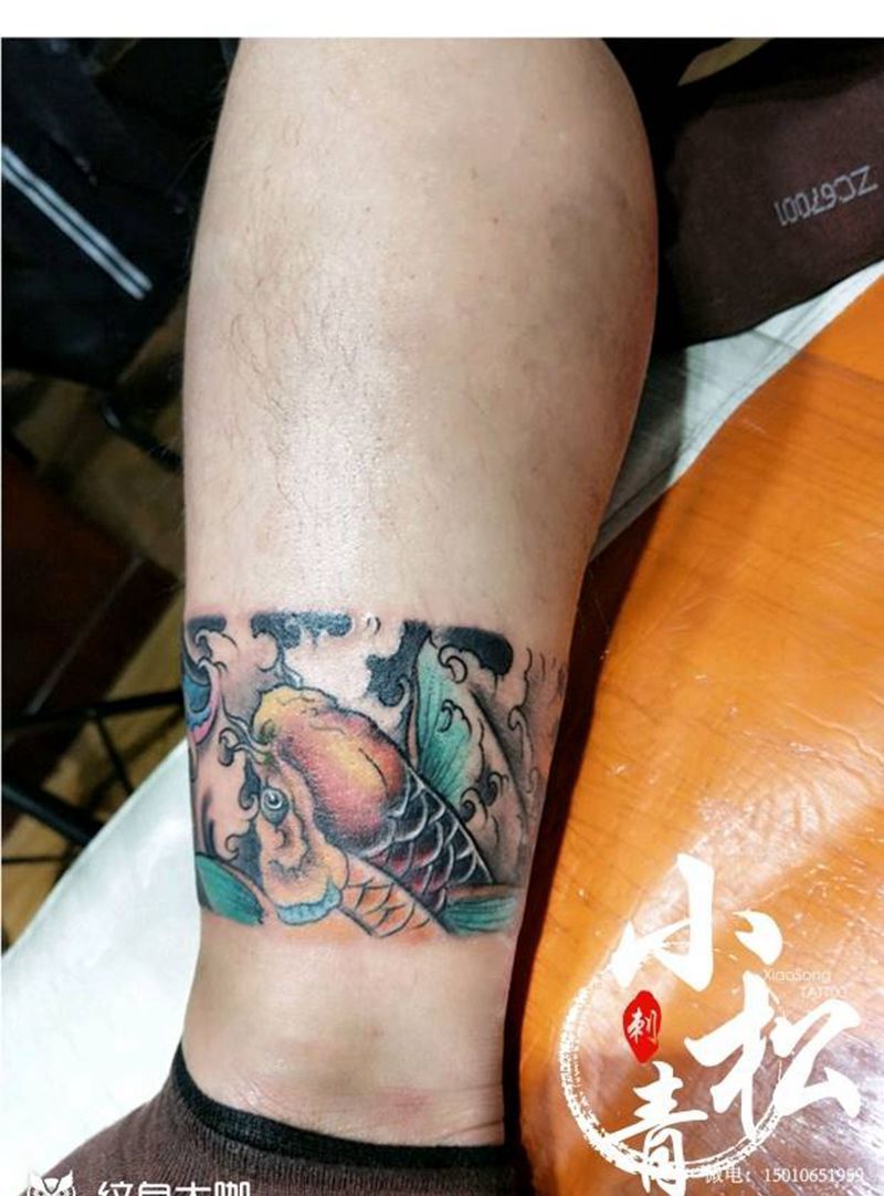 脚环纹身图片_腿部新传统老传统纹身图案