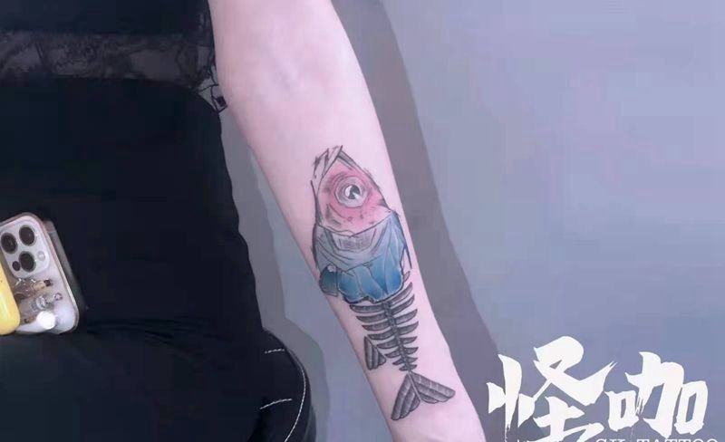 鱼tattoo纹身图片_手臂纹身图案