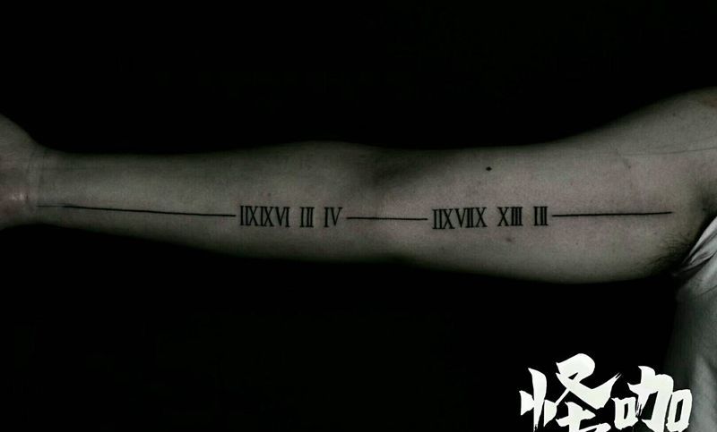 字母线条纹身图片_手臂清新几何原创成品纹身图案