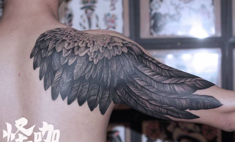 海的那边是自由纹身图片_手臂纹身图案