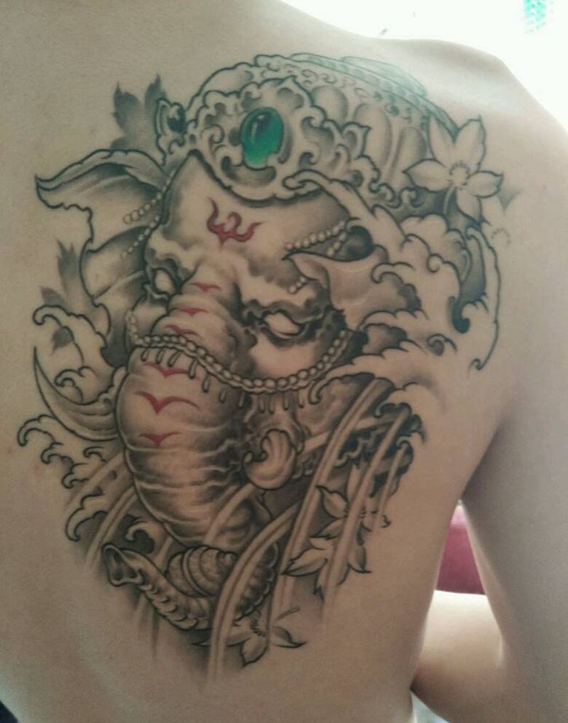 北京小松刺青 象神作品恢复后纹身图片_