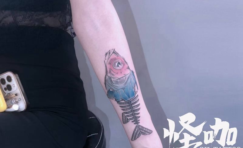 鱼tattoo纹身图片_手臂纹身图案