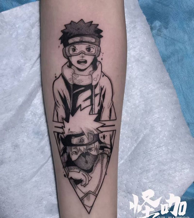 带土+卡卡西纹身图片_手臂纹身图案