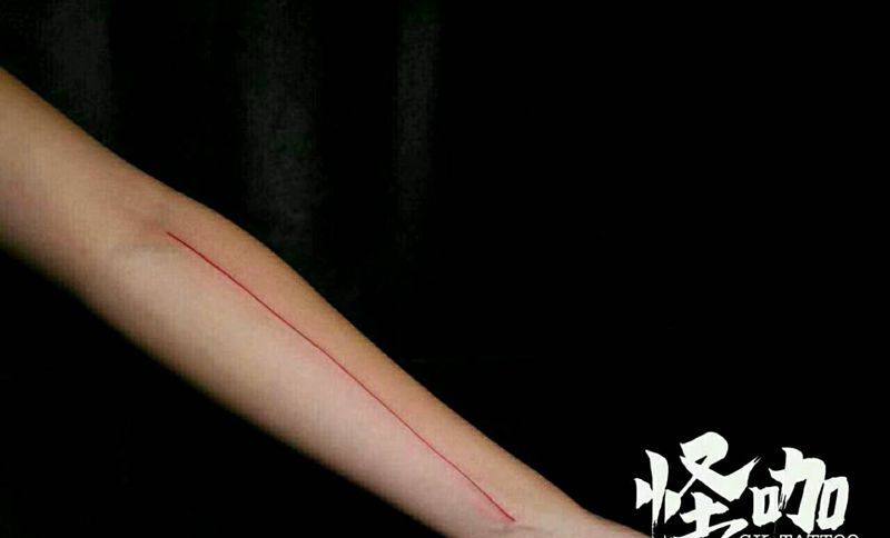 线条纹身图片_手臂清新几何原创成品纹身图案