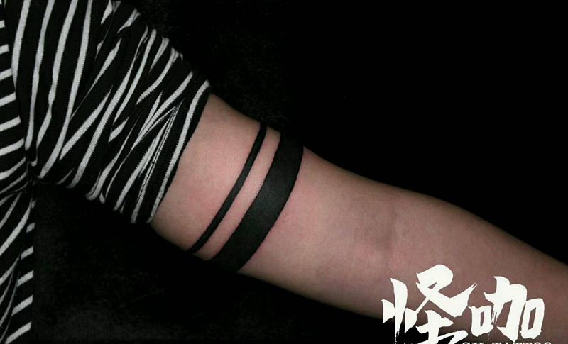 线条纹身图片_手臂清新几何成品纹身图案