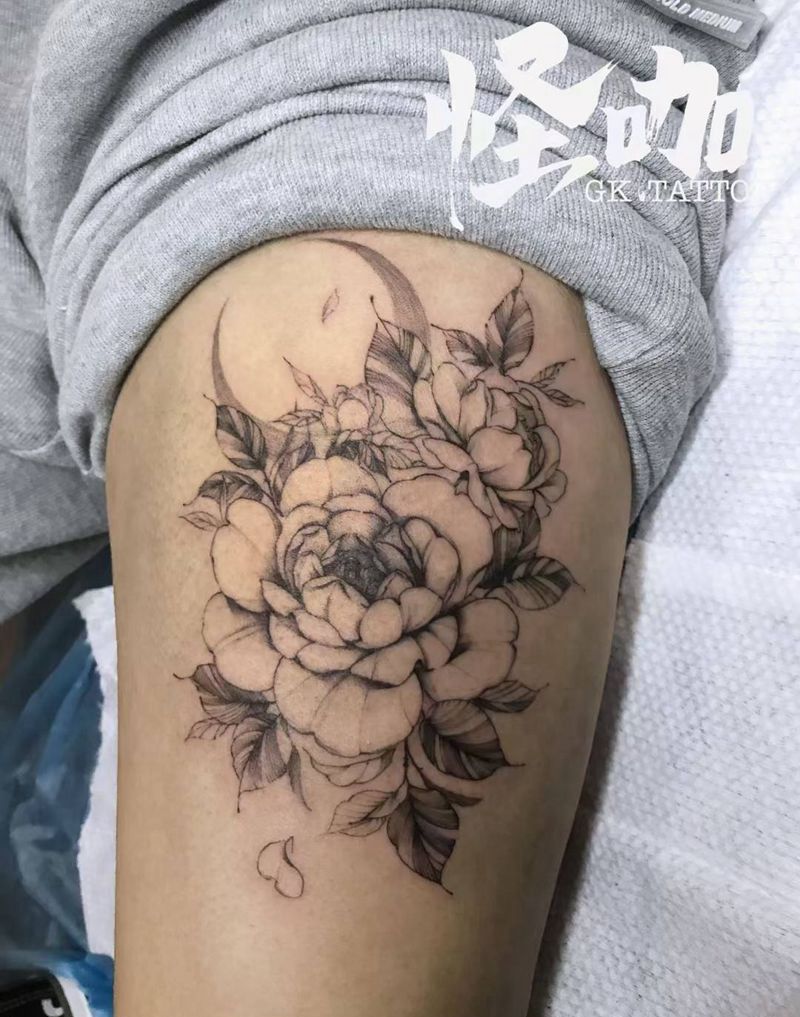 素花~素花纹身图片_腿部纹身图案