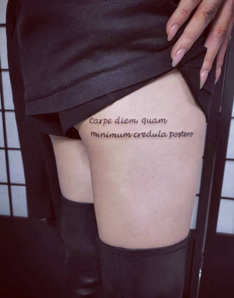 清新字母纹身图片_腿部花体字纹身图案