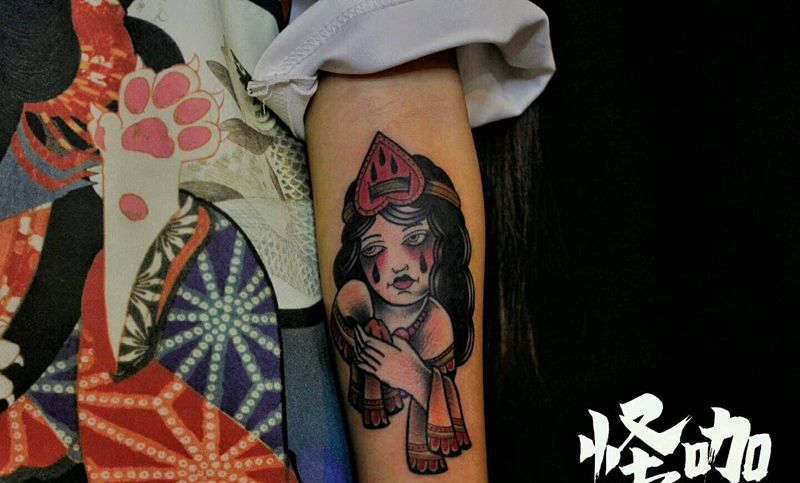 old school纹身图片_手臂欧美人物原创成品纹身图案