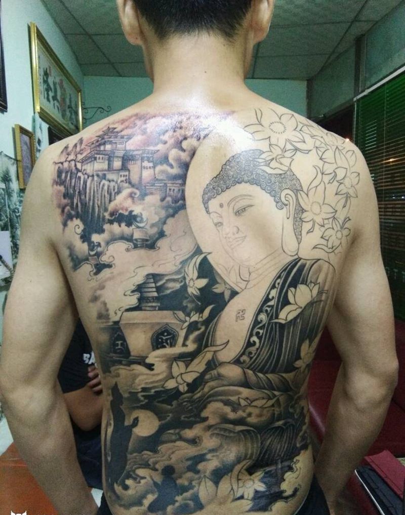 小松刺青满背大佛2部纹身图片_