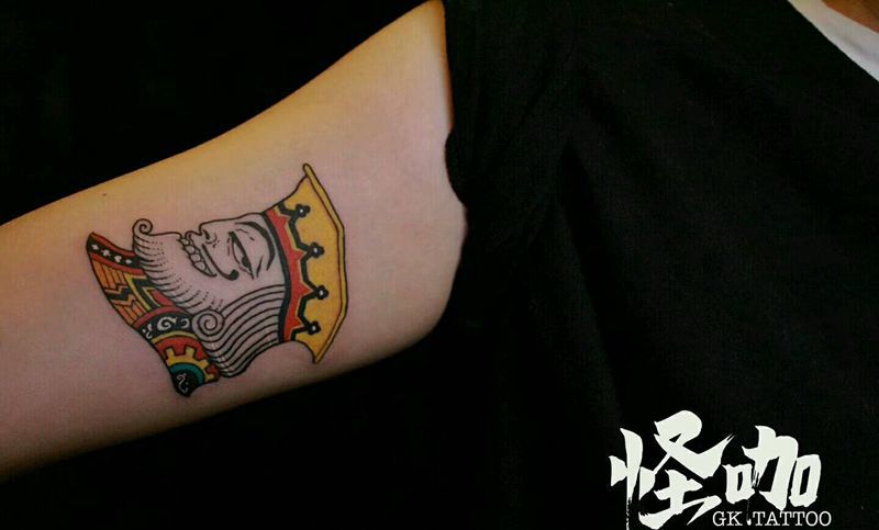 老K纹身图片_手臂欧美人物原创成品纹身图案