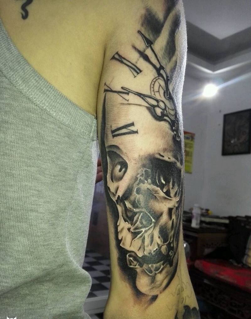 骷髅纹身图片_手臂欧美纹身图案