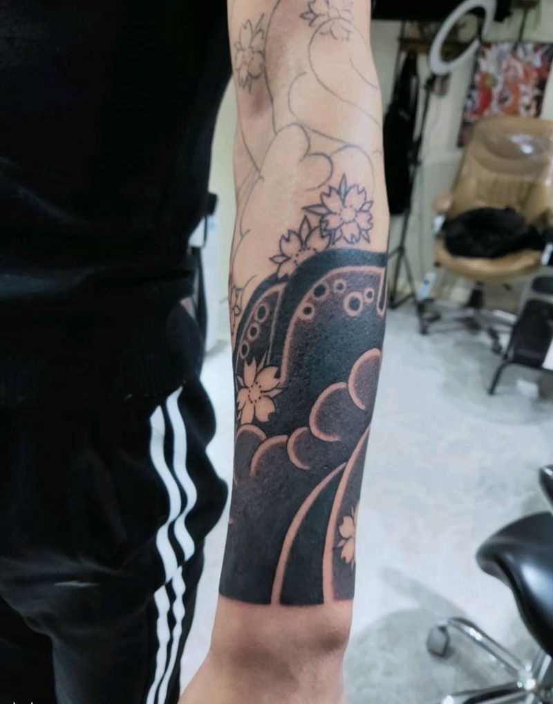 传统板雾进度纹身图片_手臂老传统纹身图案