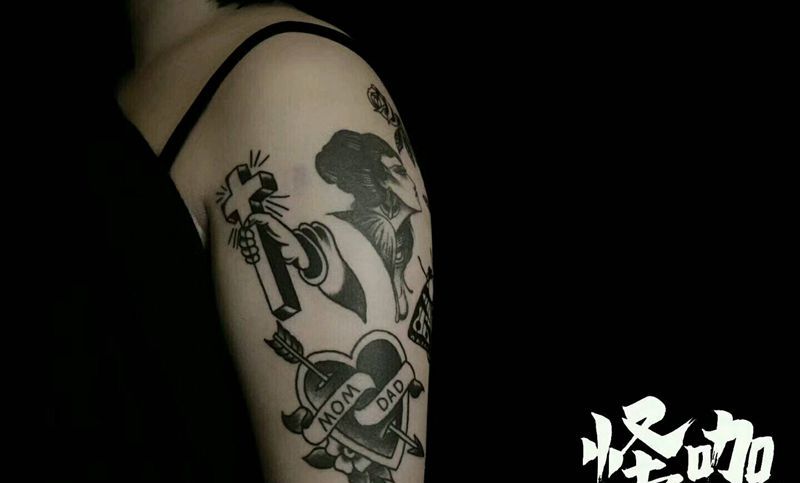 old school纹身图片_手臂欧美原创成品纹身图案