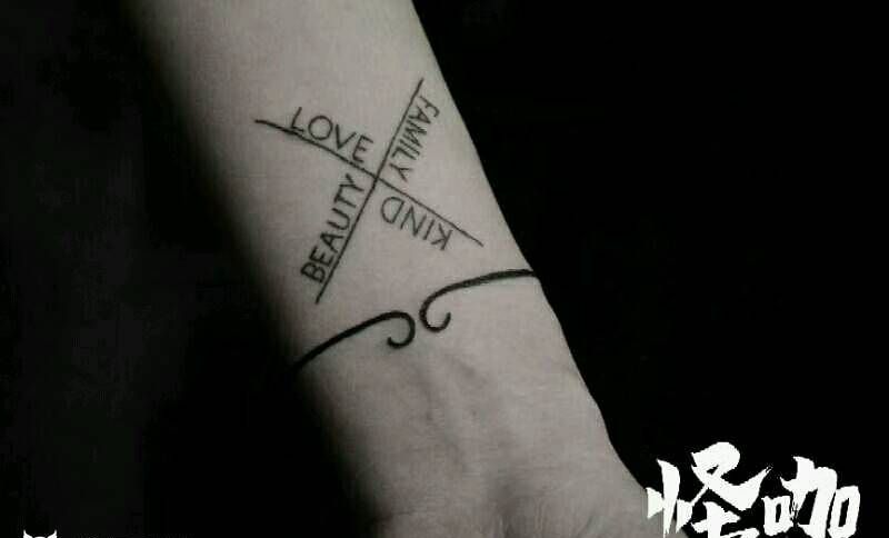 字体几何纹身图片_手臂字符原创成品纹身图案