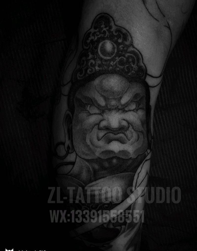 哼哈二将纹身图片_手臂新传统纹身图案