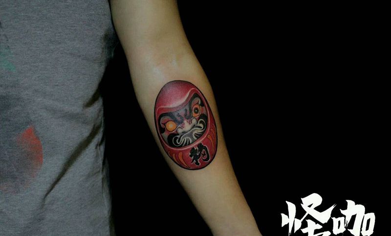 达摩纹身图片_手臂传统图腾原创成品纹身图案