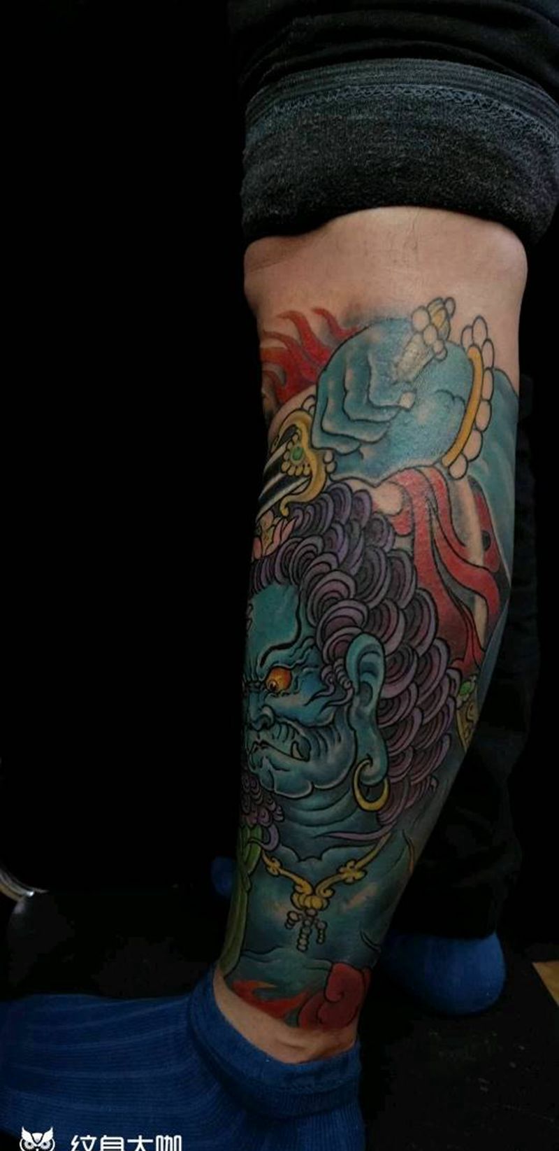 不动明王小腿全包已完成！纹身图片_