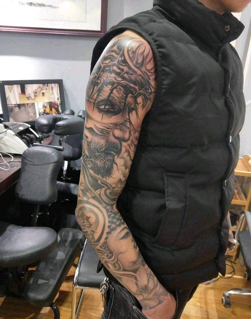 欧美与传统的结合纹身图片_