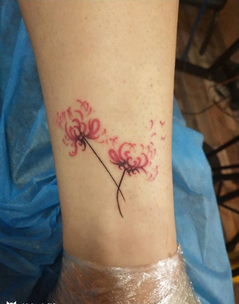 曼珠沙华纹身图片_腿部纹身图案