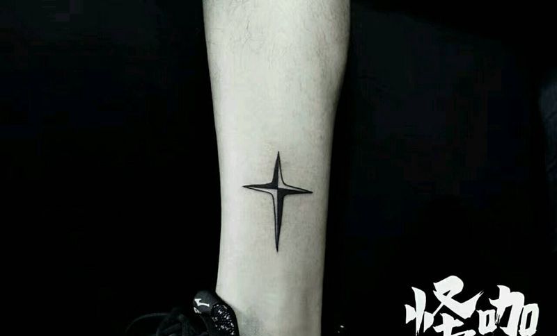 几何纹身图片_腿部几何原创成品纹身图案