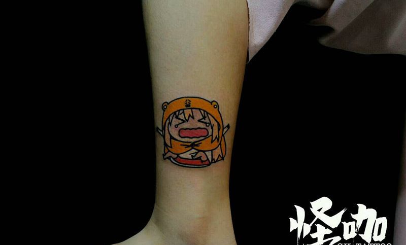 动漫作品纹身图片_腿部清新人物原创成品纹身图案