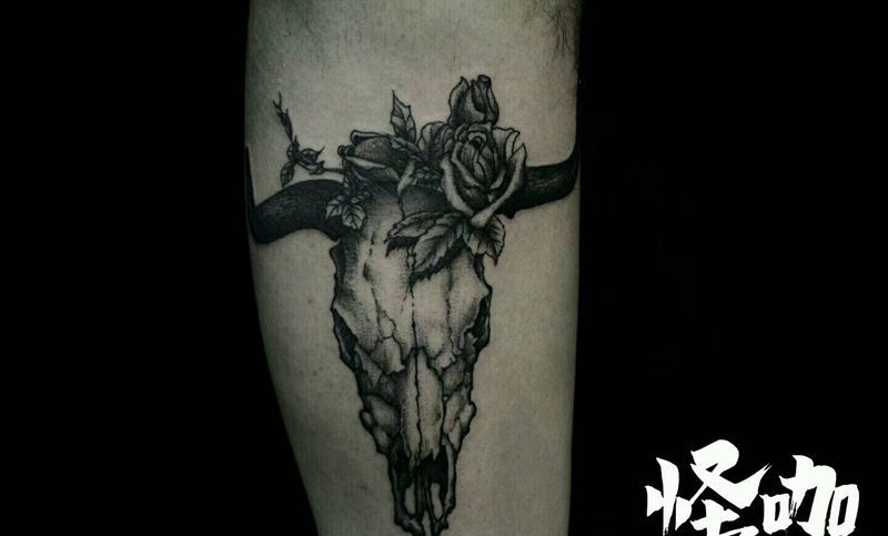 羊头纹身图片_手臂腿部传统动物原创成品纹身图案