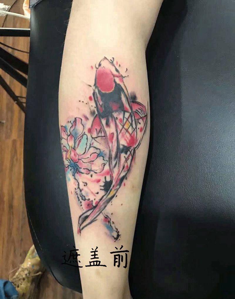 遮盖作品，锦鲤纹身图片_