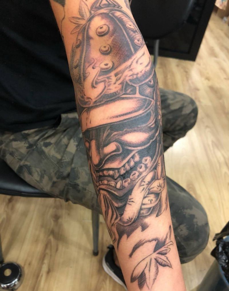 武士纹身图片_手臂新传统武士纹身图案