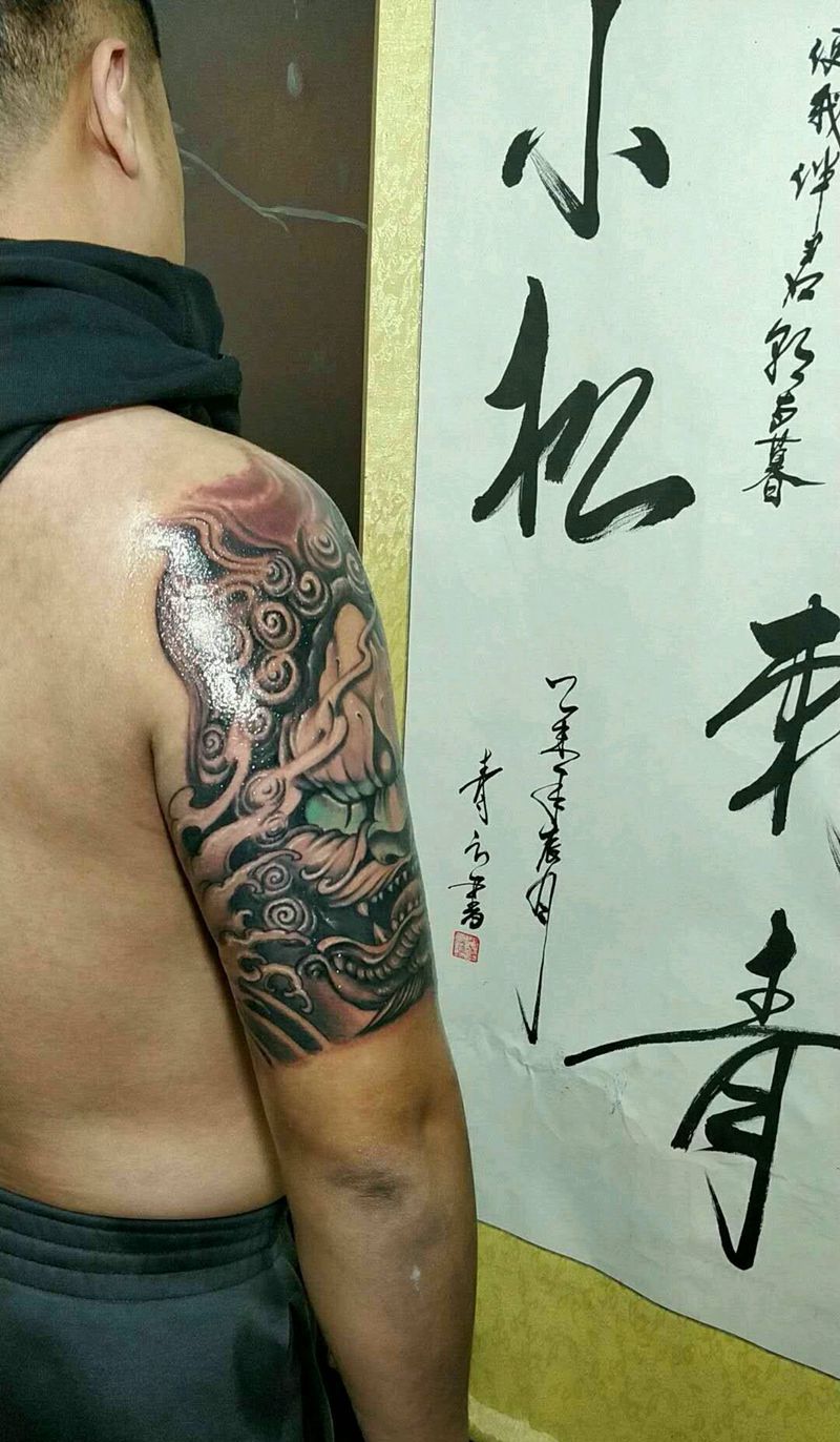 北京小松刺青 唐狮完成纹身图片_
