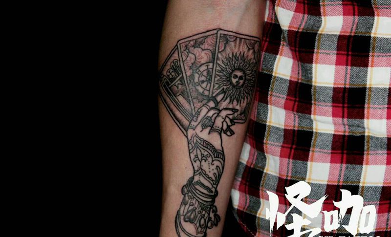 塔罗牌纹身图片_欧美静物鬼神原创成品纹身图案