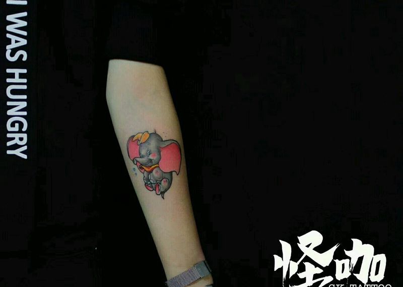 小象纹身图片_手臂清新动物原创成品纹身图案