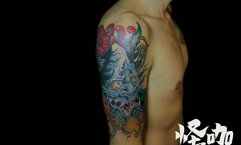 般若纹身图片_手臂传统鬼神原创成品纹身图案