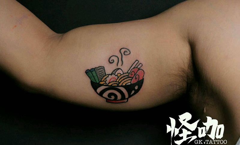 面条纹身图片_手臂清新原创成品纹身图案
