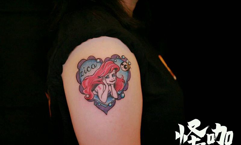 美人鱼纹身图片_手臂欧美人物原创成品纹身图案