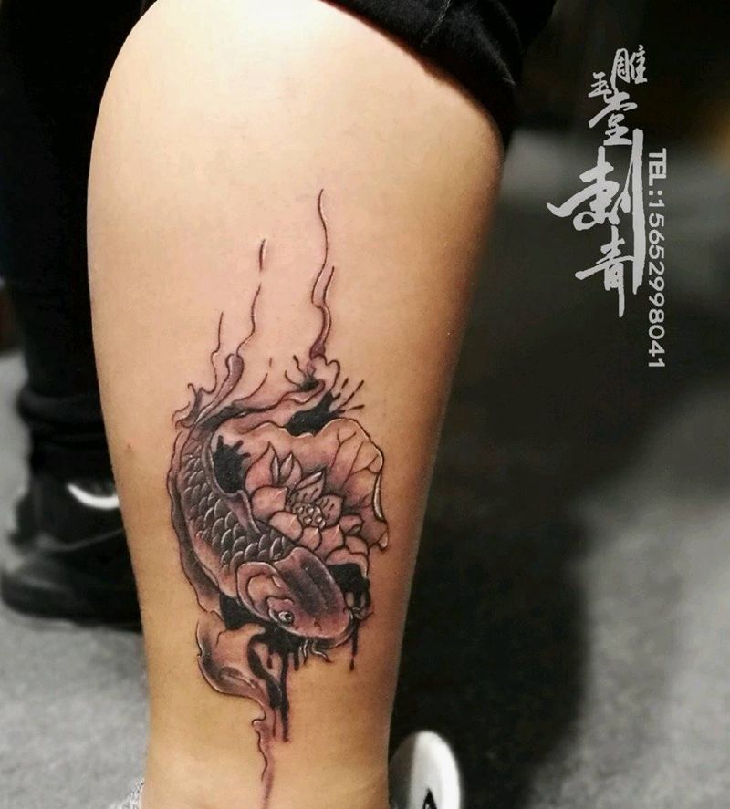 水墨鱼纹身图片_