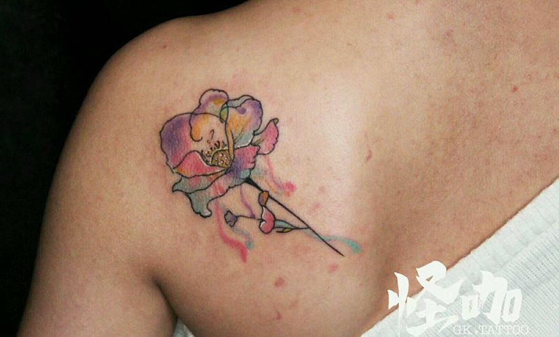 花纹身图片_肩部清新植物原创成品纹身图案