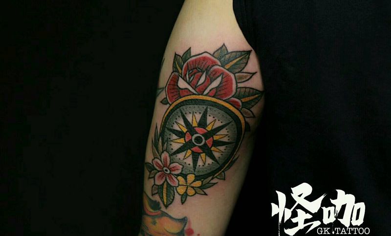 school作品纹身图片_手臂欧美植物静物原创成品纹身图案