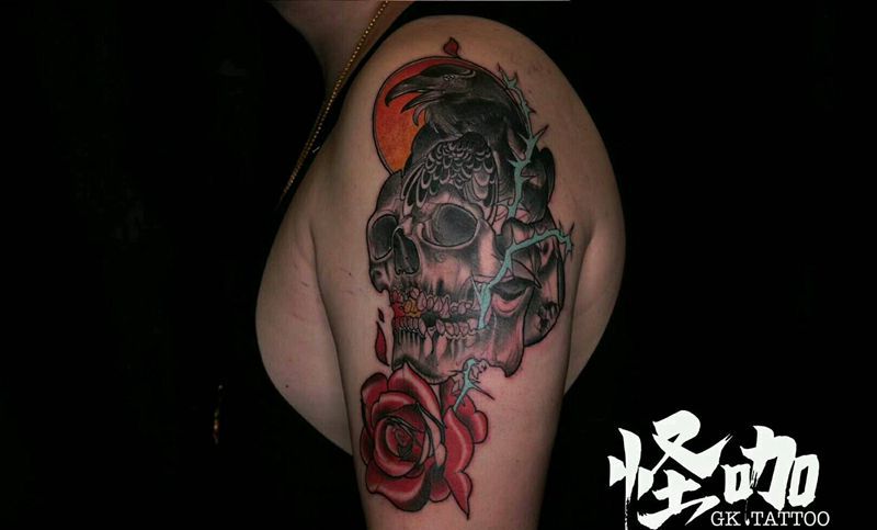 骷髅纹身图片_手臂欧美习俗鬼神原创成品纹身图案