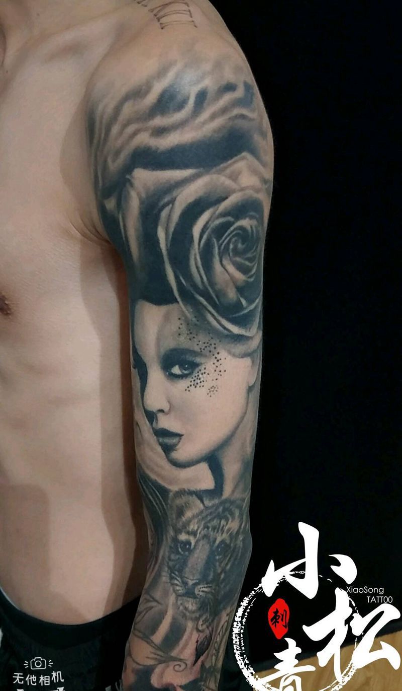 欧美美女纹身图片_手臂欧美写实纹身图案