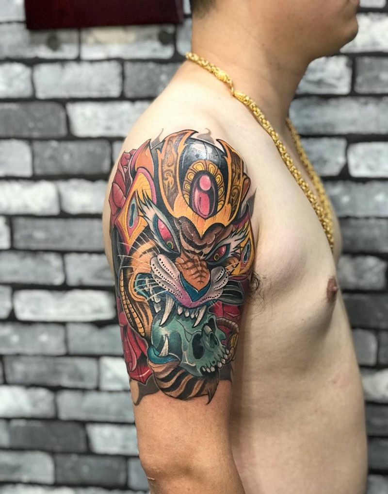 大脑斧纹身图片_