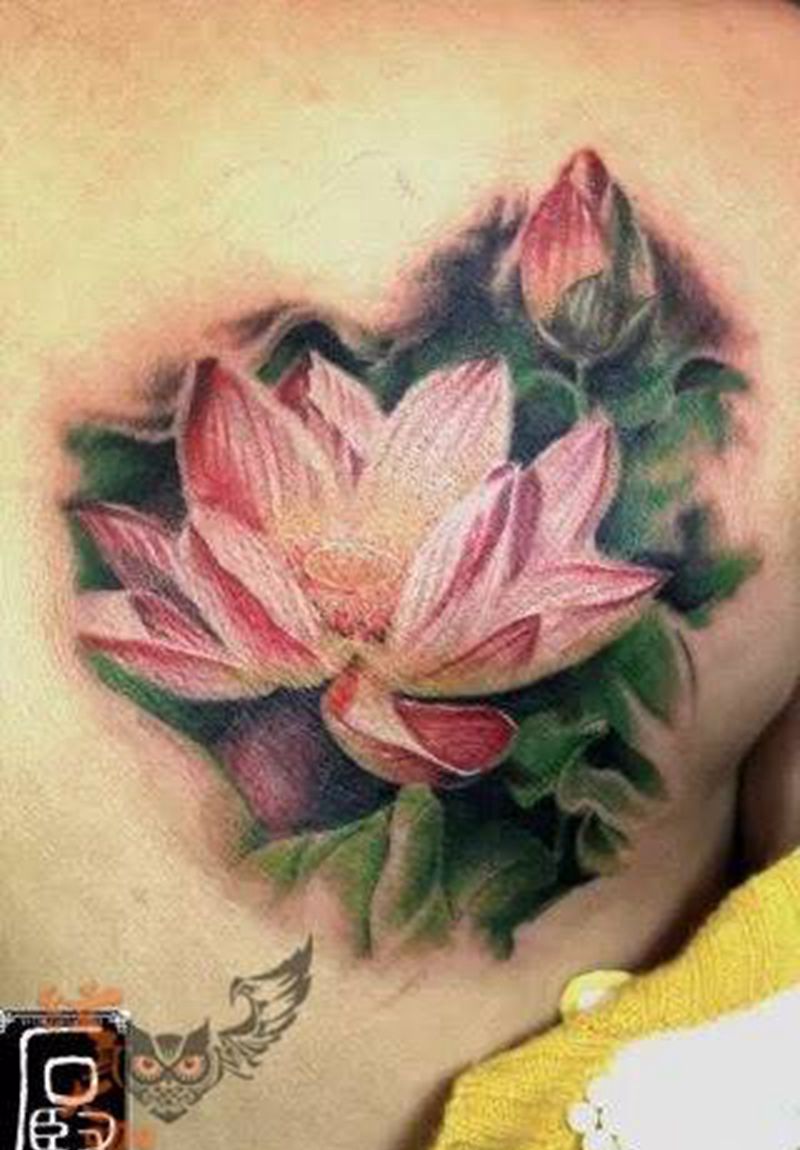 荷花纹身图片_