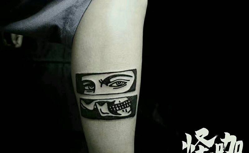 眼睛纹身图片_手臂肖像人物原创成品纹身图案