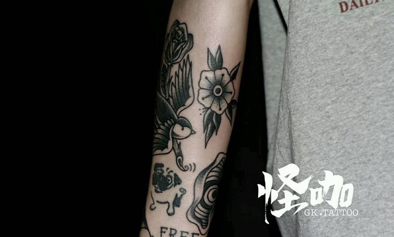 黑灰一组纹身图片_