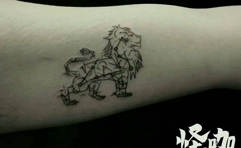 狮子纹身图片_手臂欧美动物原创成品纹身图案