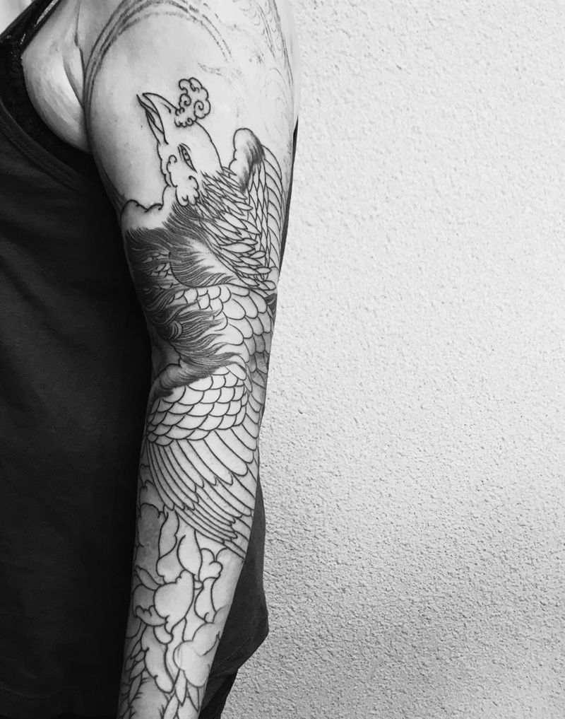 凤凰纹身图片_成品手稿手臂手部传统动物宗教原创凤凰纹身图案