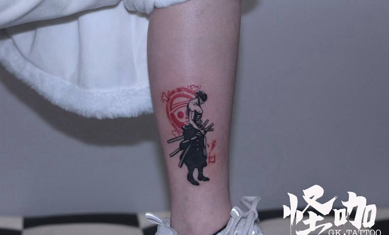 索大大纹身图片_腿部纹身图案